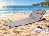 Grey Adjustable Folding Beach Mat with Backrest - 5 Position Reclining Lounger with Built In Pillow, V888-ELOSUNG57578