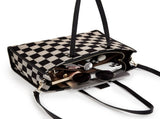 Black and gray color-matched tote bag large capacity, can be carried by hand or cross-body, V1102-HEBB-003