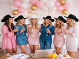 6 Pack Women Cowgirl Cowboy Hats Western Rhinestone Hat for Bachelorette Bridal Shower Wedding Party V1258-DP02-C-2210
