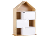Artiss House Bookshelf 4 Tier Kids Storage Cabinet Shelf Unit White Pine FUR-AE-DS-HOU-WD