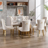 AADEN 8x Velvet Dining Chairs with Golden Metal Legs-Beige V226-SW1501BG-4