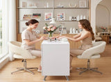 Artiss Manicure Table Nail Desk with Built-in Dust Collector Beauty Salon Station Drawers Shelves FUR-AD-MANICURE-3MOD-WH-AB