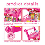 Pink Children's Pretend Play Kitchen Cart Set with Toys - Roleplay Cooking Set with Accessories V888-ELOSUNG21174
