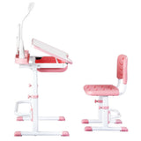 Keezi Kids Table and Chair Set Adjustable Study Desk w/ LED Lamp Reading Pink KTC-A-STU-PL-PK