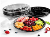 10 Pcs Round Appetizer Serving Tray with Lids, Disposable Food Storage Containers, Fruit Plastic V1369-AZ3-W-16325