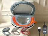 USB-Powered Heated Toilet Seat Cover Set with Soft Plush Fabric, Adjustable Temperature & Timer, V1341-ZY-MHRZXXBW-BLUE
