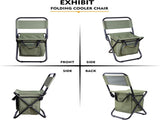 3-in-1 Green Large Portable Folding Camping Chair with Zippered Cooler Bag and 35*35cm Thick Plush V888-ELOSUNG52304