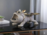 Cool French Bulldog Statue Storage Tray Black Resin Dog Figurine Key Bowl and Candy Organiser with V888-ELOSUNG41582