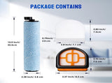 9 Pack Replacement Roller Brush and Foam Filters Kit Compatible with Shark WD161,WD261,AW261,3-in-1 V1258-DP02-WO-602