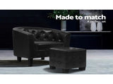 Artiss Armchair Set with Ottoman Black Ava UPHO-B-TUB02-FS-PU-BK