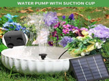 SolarPowered Bird Bath Fountain Pump, 6 Spray Nozzles, 3 m Long Power Cord, 11CM Solar Panel for V1189-LC-HW-00141