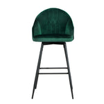 Artiss 2x Bar Stools Velvet Swivel Metal Legs Green BA-K-9969-GNX2