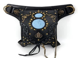 Steampunk-style Adjustable Waist Bag Retro Chains and Rivets Decoration, PU Leather Multi-function V1232-PKKB001