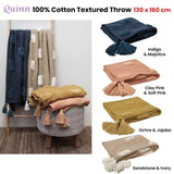 J Elliot Home Quinn 100% Cotton Textured Throw 130 x 160 cm Indigo & Majolica V442-IDC-THROW-QUINN-INDIGO-RE