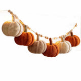 Fall Knit Pumpkin Garland With String Lights Handmade Crochet Pumpkin Hanging Decor for Halloween V1366-AZ2-W-13186