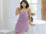 Women's Purple Microfiber Sauna Wrap Towel with Adjustable Shoulder Straps V1188-MS-731-079