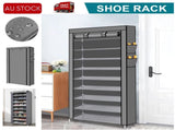 9 Tier Shoe Rack Portable Storage Cabinet Organiser Portable Wardrobe W/ Cover Gray V201-QHGMMOREONE041