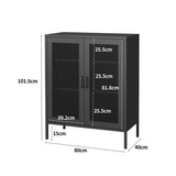 Levede Storage Cabinet Steel Kitchen Black CH1073-BK