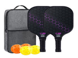 Purple Pickleball Set With 2 Paddles-4 Balls And Gray Carrying Bag V1221-PURPLE-PICKLEBALL-SET-WITH-2-PADDLES-4-BALLS-AND-GRAY-CARRYING-B