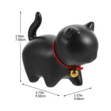 Ceramic Cat Figurine, Black Home and Office Adornment, Compact Size, Realistic Appearance V1369-AZ3-W-18335