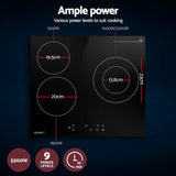 Devanti Electric Ceramic Cooktop 60cm Kitchen Cooker 4 Burner Hob Touch Control 5200W CCT-B-3E-4Z-TOUCH-BK