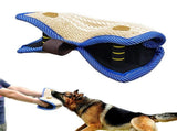 Yellow and Khaki Heavy Duty Jute Dog Bite Pillow - Professional Training Tug Toy with 3 Handles for V888-ELOSUNG27866