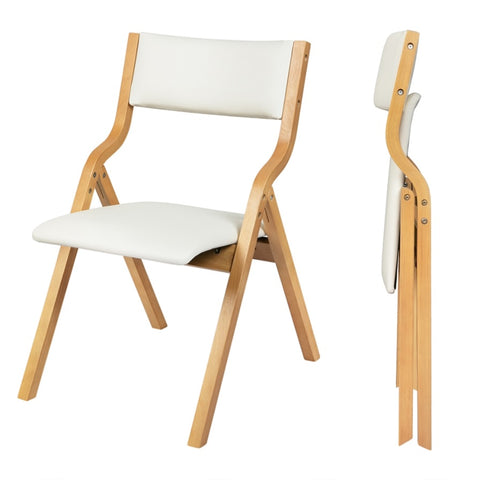 Levede 2x Dining Chairs Foldable PU Beige CH1099-2-BG