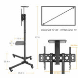 32-72" Rolling Tv Stand Mount W Dvd Storage Top Shelf Tv Bracket Trolley Casters V767-U-890A