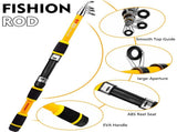 Black Complete Telescopic Fishing and Reel Kit for Beginners - 1.5M Portable 4 Section Spinning V888-ELOSUNG55756