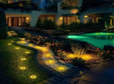 solar ground disk lights, outdoor lighting Australia, 8 LED lights, stainless steel solar lights, V1106-124-56785-WAR-24PCS