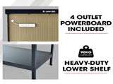 BAUMR-AG Steel Garage Workbench with LED Lights Pegboard Tool Storage Work Bench Workshop Table V219-TOLWBNBMRA6XL