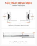 Drawer Cabinet Slides Side Mount 22 inch 10 Pairs 100 LB Load Replacement V952-CZCJCTDG100LW77EDV0