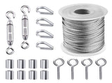 Garden Wire for Sun Shade Tent Installation Railing Decking Fence Anti-Rust 19 Pcs 50 FT Hook & Eye V1370-AZ4-12521