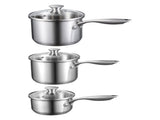 Stainless Steel Saucepan Set, 1 QT & 2 QT & 3 QT Saucepans with Glass Lids, Multipurpose Nonstick V952-BXGJG123QT3JB8H68001V0