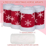 Christmas Red Horse Leg Protectors polar fleece Standing Wraps, Pack of 4,for Horses Leg Loose and V1192-AZ-W-3067