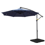 Instahut Outdoor Umbrella 3M Cantilever Beach LED w/Base Garden Shade Patio Navy UMB-BAN-LED-50N-NA