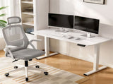 Artiss Standing Desk Office Chair Sit Stand Ergonomic Combo 140cm White SDOC-ET156E-MESH-WHGY