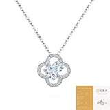 Elegant Moissanite Four-Leaf Clover Pendant Necklace with GRA Certificate 925 Silver Plated, V1341-ZY-AHR5XN9S-MOISSANITE-PREMIUMS925
