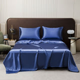 Soft Solid Matte Satin Hotel Style 4 Piece Set Full Size with Deep Pocket Fitted Flat V1366-AZ2-W-14731