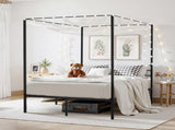 Full Size Canopy Bed Frame, Metal Canopy Bed with Four Posters Design, Heavy Duty Steel Slats V952-HGCJSFGFULLHSXSHO001V0