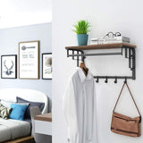 VASAGLE Coat Rack Wall-Mounted Rustic Brown and Black V227-9101101055470