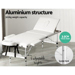 Zenses Massage Table 65cm Portable 3 Fold Aluminium Beauty Bed White MT-ALUM-GA301-WH-65