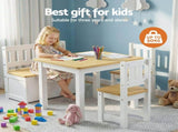 Keezi 2 in 1 Kids Table and Chair Set, Activity Table with Storage Bench and 2 Chairs for Reading, KTC-G-BC-NT