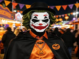 Cyberpunk Joker PVC Full Face Mask with Green Curly Wig Mechanical Punk Cosplay Prop for Halloween V1232-JFMJ-WSJ-003