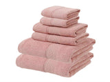 Pink Luxury 6-Piece 100% Cotton Towel Set - 2 Bath Towels, 2 Hand Towels, 2 Face Towels V888-ELOSUNG16775