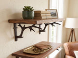Decorative Iron Deer Antler Shelf Bracket, Sturdy Wall Mount Support, Rustic Cabin Floating Shelf V1192-AZ-W-24663