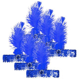 6x 1920s FLAPPER HEADBAND Headpiece Feather Sequin Charleston Costume Party BULK - Blue V563-BR-6FLAPPERHDBND-BLU