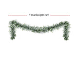 Jingle Jollys 3M Christmas Garland Pre-lit LED Lights Snow Frosted Tips Decor XM-TR-GAR-SNOW-3M-LED