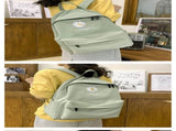 Daisy Embroidered Waterproof Backpack School Bag Green Nylon Laptop Daypack for High School Uni and V888-ELOSUNG41054