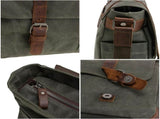 Vintage Genuine Leather Waxed Canvas Briefcase Large Satchel Shoulder Bag Rugged Computer 15.6" V1259-DP01-A-3126